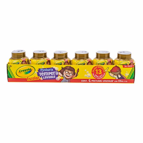 PINTURA DORADA Témpera lavable para cartel, 6 pinturas de 59ml c/u