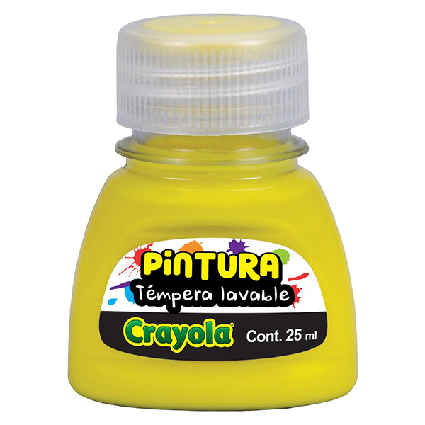Pintura Unicolor témpera 25 ml Amarilla 10 pzas