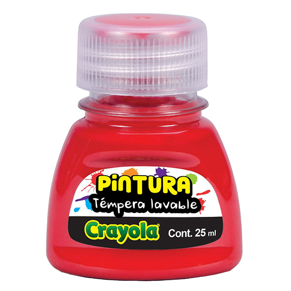 Pintura Unicolor témpera 25 ml Rojo 10 pzas