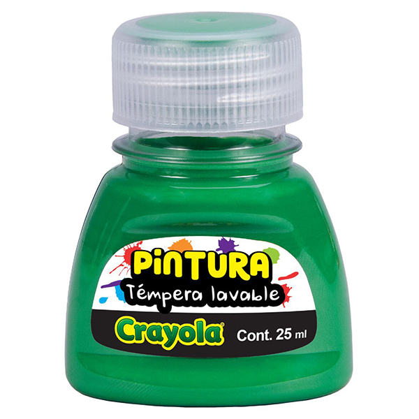 Pintura Unicolor témpera 25 ml verde 10 pzas