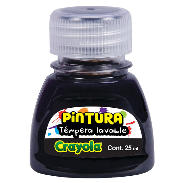 Pintura Unicolor témpera 25 ml negro 10 pzas
