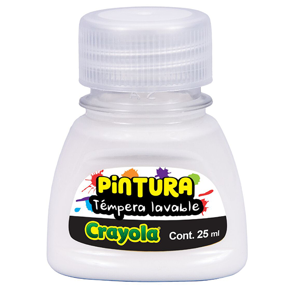 Pintura Unicolor témpera 25 ml Blanco 10pzas