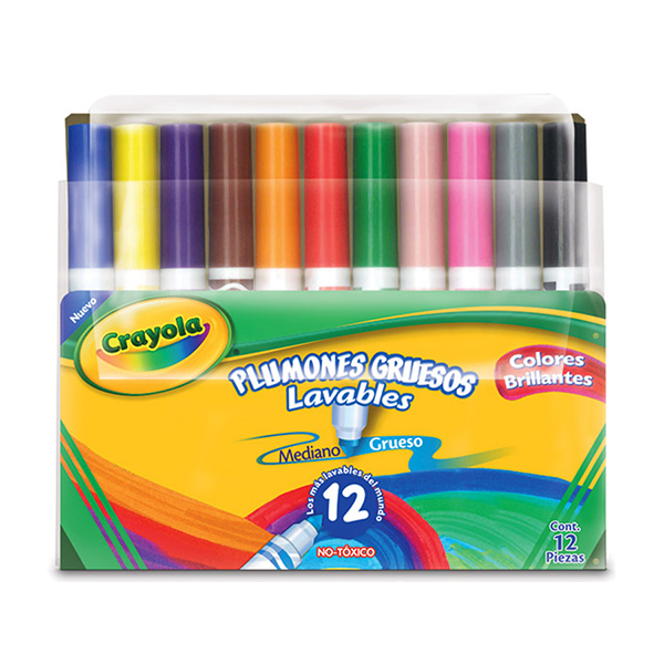 12 Plumones Gruesos Lavables