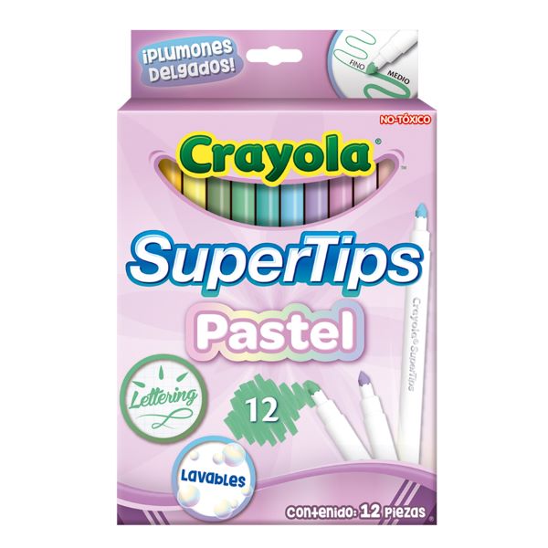 12 PLUMONES SUPERTIPS PASTEL