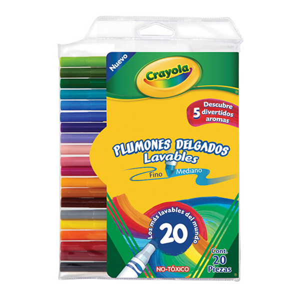 20 Plumones Delgados Lavables