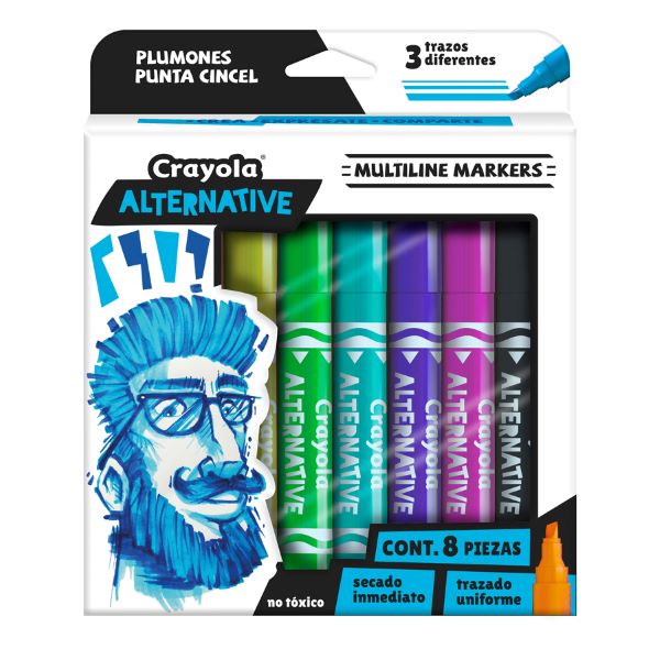 8 PLUMONES MULTILINE ALTERNATIVE