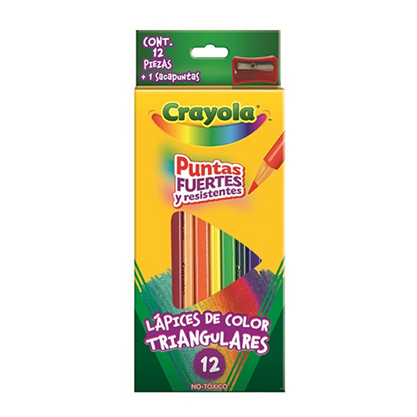 12 Lápices de Color Triangulares con Sacapuntas