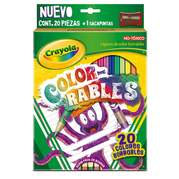 20 Lápices de Color Borrables con Sacapuntas