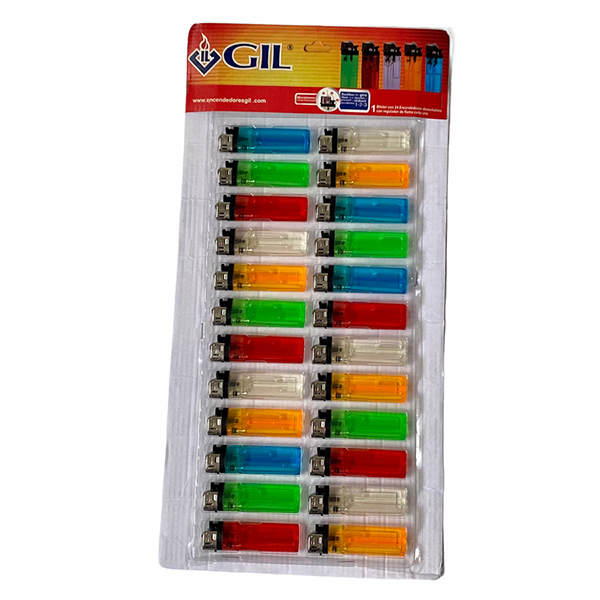 ENCENDEDOR GIL TRASLUCIDO COLORES TARJETA C-24