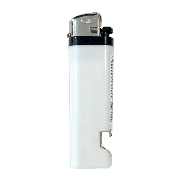 Encendedor blanco con destapador para impresión