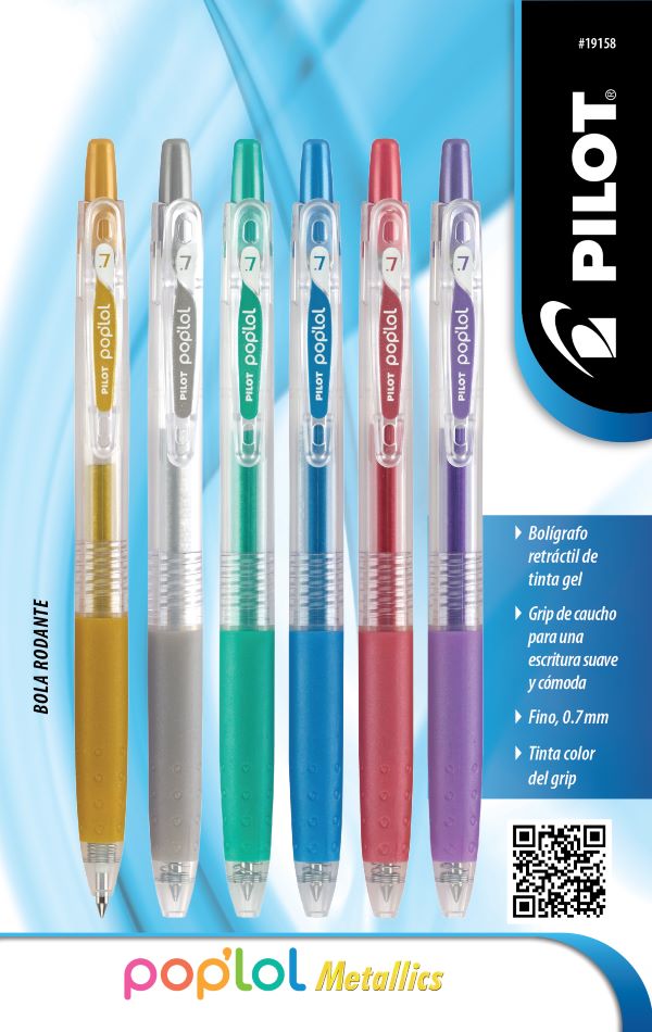BOLIGRAFO RETRACTIL POP LOL PUNTO FINO 0.7 MM COLORES METALICOS BLISTER C/6