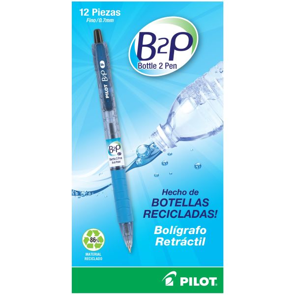 Bolígrafo retráctil Bottle to Pen Ball Point (B2P BP), tinta base aceite color negro, punto fino (0.7 mm.)