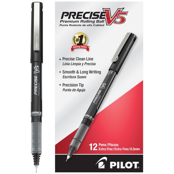 Bolígrafo Precise V5, color negro, punto extra fino (0.5 mm.)