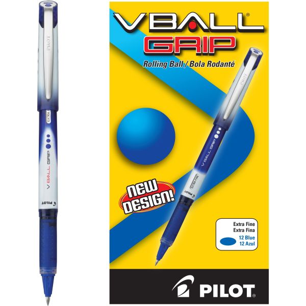 Bolígrafo Vball Grip,color azul, punto extra fino (0.5 mm.)