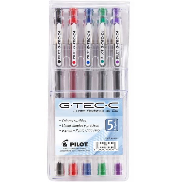 Estilógrafo G-TEC-C, colores surtidos, punto ultra fino (0.4 mm.), estuche con 5 piezas