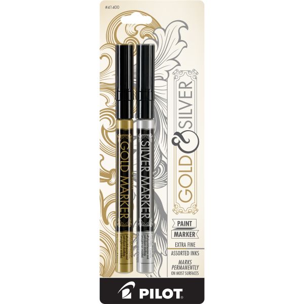 Marcador creativo Gold & Silver, color dorado y plateado, punta extra fina, blíster con 2 piezas