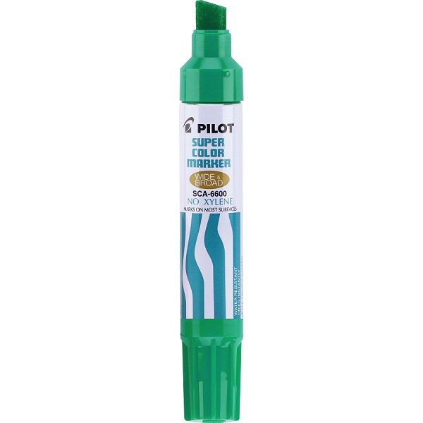 Marcador permanente SCA 6600 color verde, punta cincelada jumbo