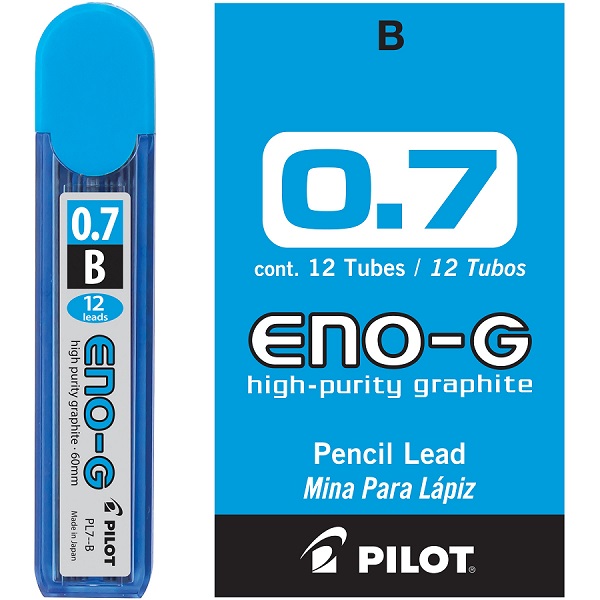 Minas de repuesto Pilot ENO, 0.7 mm., grado B, tubo con 12 minas c/u.