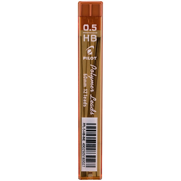 Minas Polymer Leads, 0.5 mm., grado HB, tubo con 12 minas c/u.