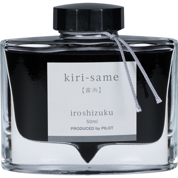 Tinta para pluma fuente Iroshizuku Kiri-same, tinta líquida color gris cálido, frasco con 50 ml.