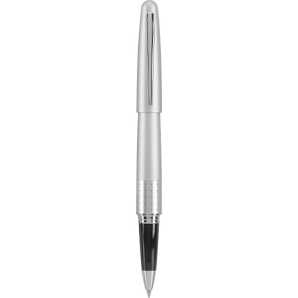 Roller Metropolitan MR, tinta gel color negro, cuerpo plateado acento de puntos, punto fino (0.7 mm.), estuche con 1 pieza