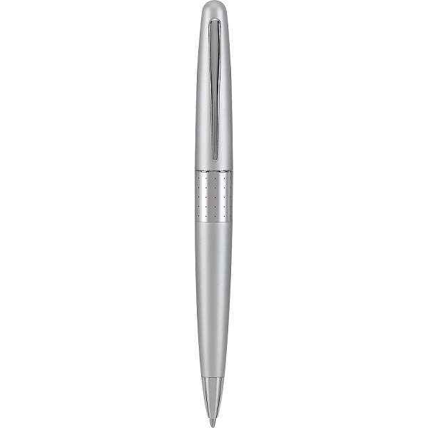 Bolígrafo Metropolitan MR, tinta avanzada color negro, cuerpo plateado acento de puntos, punto mediano (1.0 mm.), estuche con 1 pieza
