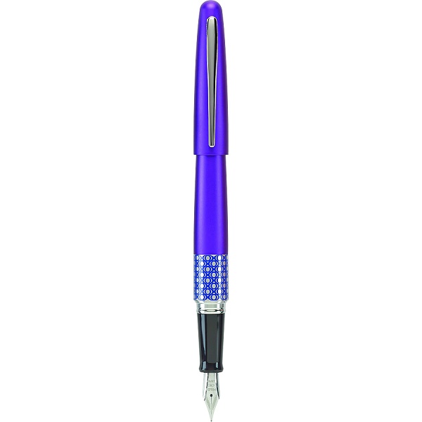 Pluma fuente Metropolitan Retro Pop, tinta líquida color negro, cuerpo morado, punto mediano, estuche con 1 pieza y 1 cartucho