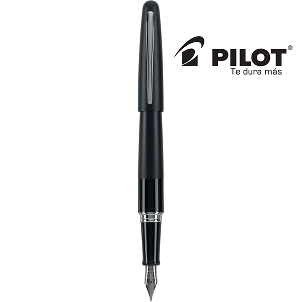Pluma Fuente MR, cuerpo negro, acento listo, tinta negra