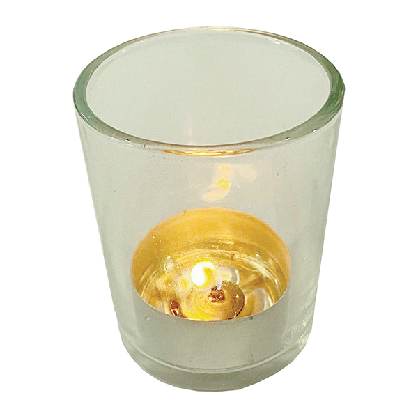 VASO VOTIVO CON 1 VELITA TEA LIGHT